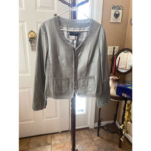 Bianca Nygard leather jacket with crochet detail size 12